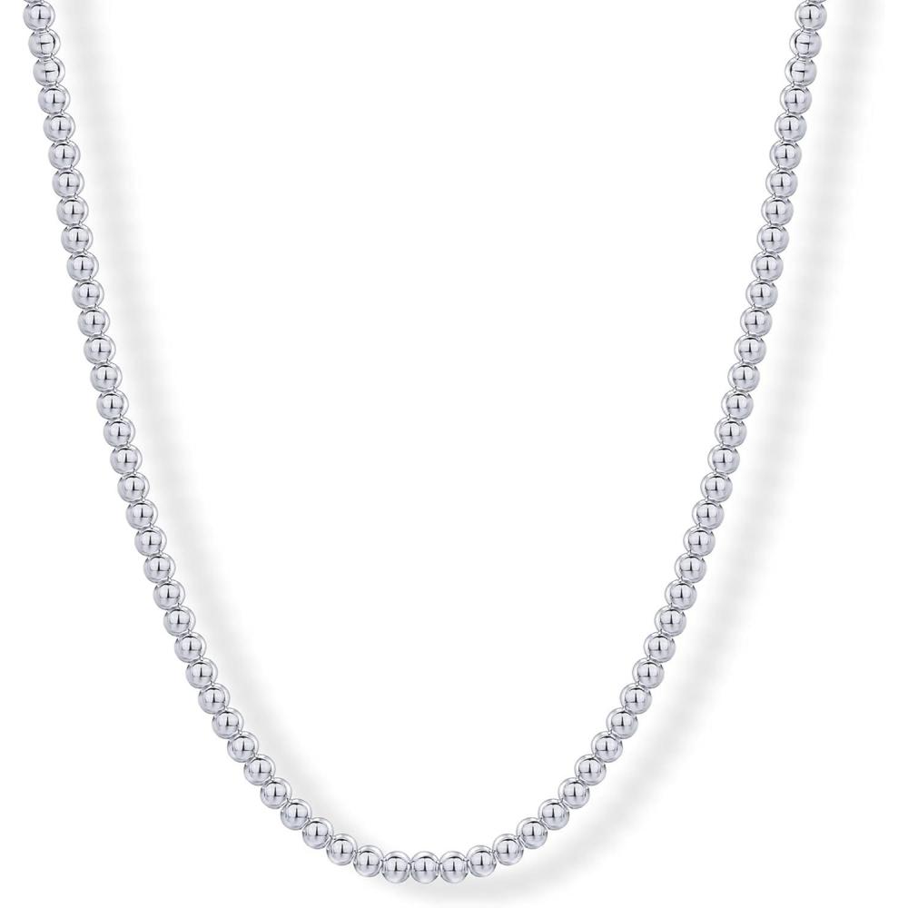 imagePAVOI 14K Gold Plated Small Bead Ball Chain Necklace for Women  Adjustable Dainty Gold Beaded Necklace  Trendy Choker Chain Layering Jewelry3mm Beads