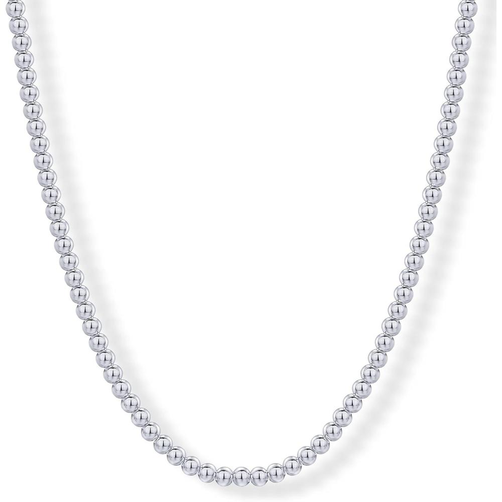 imagePAVOI 14K Gold Plated Small Bead Ball Chain Necklace for Women  Adjustable Dainty Gold Beaded Necklace  Trendy Choker Chain Layering Jewelry4mm Beads