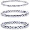 imagePAVOI 14K Gold Plated Beaded Bracelet Pack for Women  Stainless Steel 3Piece Stretchy Bracelet Set  Waterproof Ball TrioWhite Gold