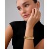 imagePAVOI 14K Gold Plated Beaded Bracelet Pack for Women  Stainless Steel 3Piece Stretchy Bracelet Set  Waterproof Ball TrioYellow Gold