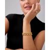 imagePAVOI 14K Gold Plated Beaded Bracelet Pack for Women  Stainless Steel 3Piece Stretchy Bracelet Set  Waterproof Ball TrioYellow Gold