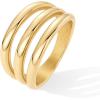 imagePAVOI 14K Gold Plated Chunky Curved Triple Stackable Ring for Women  Stainless Steel Three in One Statement Rings  Waterproof Thick MultiBandsYellow Gold