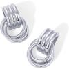 imagePAVOI 14K Gold Plated Chunky Dangle Door Knocker Earrings for Women  Trendy Geometric Drop Statement Earrings  Jewelry GiftsWhite Gold
