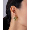 imagePAVOI 14K Gold Plated Chunky Vintage Earrings for Women  Trendy Textured Ribbed Knot Geometric Triangle Rope Button Seashell Wing Dangle Drop Stud Earrings DupesWhite Gold