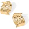 imagePAVOI 14K Gold Plated Chunky Vintage Earrings for Women  Trendy Textured Ribbed Knot Geometric Triangle Rope Button Seashell Wing Dangle Drop Stud Earrings DupesYellow Gold