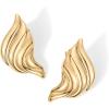 imagePAVOI 14K Gold Plated Chunky Vintage Earrings for Women  Trendy Textured Ribbed Knot Geometric Triangle Rope Button Seashell Wing Dangle Drop Stud Earrings DupesYellow Gold