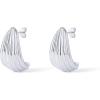 imagePAVOI 14K Gold Plated Chunky Vintage Earrings for Women  Trendy Textured Ribbed Knot Geometric Triangle Rope Button Seashell Wing Dangle Drop Stud Earrings DupesWhite Gold