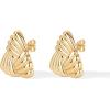 imagePAVOI 14K Gold Plated Chunky Vintage Earrings for Women  Trendy Textured Ribbed Knot Geometric Triangle Rope Button Seashell Wing Dangle Drop Stud Earrings DupesYellow Gold