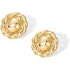 imagePAVOI 14K Gold Plated Chunky Vintage Earrings for Women  Trendy Textured Ribbed Knot Geometric Triangle Rope Button Seashell Wing Dangle Drop Stud Earrings DupesYellow Gold