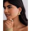 imagePAVOI 14K Gold Plated Chunky Vintage Earrings for Women  Trendy Textured Ribbed Knot Geometric Triangle Rope Button Seashell Wing Dangle Drop Stud Earrings DupesWhite Gold
