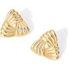 imagePAVOI 14K Gold Plated Chunky Vintage Earrings for Women  Trendy Textured Ribbed Knot Geometric Triangle Rope Button Seashell Wing Dangle Drop Stud Earrings DupesYellow Gold