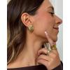 imagePAVOI 14K Gold Plated Chunky Vintage Earrings for Women  Trendy Textured Ribbed Knot Geometric Triangle Rope Button Seashell Wing Dangle Drop Stud Earrings DupesWhite Gold