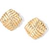 imagePAVOI 14K Gold Plated Chunky Vintage Earrings for Women  Trendy Textured Ribbed Knot Geometric Triangle Rope Button Seashell Wing Dangle Drop Stud Earrings DupesYellow Gold