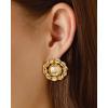imagePAVOI 14K Gold Plated Chunky Vintage Earrings for Women  Trendy Textured Ribbed Knot Geometric Triangle Rope Button Seashell Wing Dangle Drop Stud Earrings DupesWhite Gold