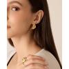imagePAVOI 14K Gold Plated Chunky Vintage Earrings for Women  Trendy Textured Ribbed Knot Geometric Triangle Rope Button Seashell Wing Dangle Drop Stud Earrings DupesWhite Gold