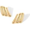 imagePAVOI 14K Gold Plated Chunky Vintage Earrings for Women  Trendy Textured Ribbed Knot Geometric Triangle Rope Button Seashell Wing Dangle Drop Stud Earrings DupesYellow Gold