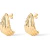 imagePAVOI 14K Gold Plated Chunky Vintage Earrings for Women  Trendy Textured Ribbed Knot Geometric Triangle Rope Button Seashell Wing Dangle Drop Stud Earrings DupesYellow Gold