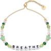 imagePAVOI 14K Gold Plated Colored Mantra Evil Eye Beaded Gemstone Bracelets for Women  Adjustable Friendship Beaded Bracelets with Words  I Am Enough Fearless Breathe Good Energy In My Era Grateful You Got This Affirmation BraceletBreathe