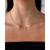 imagePAVOI 14K Gold Plated Dainty Tube Ball Square Beaded Chain Bezel Set Solitaire Pendant Necklace for Women  Round Princess Marquise Cubic Zirconia Statement NecklaceYellow Gold