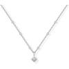 imagePAVOI 14K Gold Plated Dainty Tube Ball Square Beaded Chain Bezel Set Solitaire Pendant Necklace for Women  Round Princess Marquise Cubic Zirconia Statement NecklaceWhite Gold