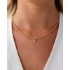 imagePAVOI 14K Gold Plated Dainty Tube Ball Square Beaded Chain Bezel Set Solitaire Pendant Necklace for Women  Round Princess Marquise Cubic Zirconia Statement NecklaceWhite Gold