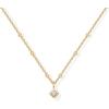 imagePAVOI 14K Gold Plated Dainty Tube Ball Square Beaded Chain Bezel Set Solitaire Pendant Necklace for Women  Round Princess Marquise Cubic Zirconia Statement NecklaceYellow Gold