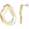 imagePAVOI 14K Gold Plated Sterling Silver Posts Chunky Vintage Organic Hammered Brushed and Textured Geometric Earrings for Women  Statement Earring PairWavy