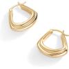 imagePAVOI 14K Gold Plated Sterling Silver Posts Geometric Hoop Earrings for Women  Trendy Geo Long Oval UShaped Link Triangle Huggie Hoops EarringTriple