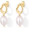 imagePAVOI 14K Gold Plated Sterling Silver Statement Pearl Drop Earrings for Women  Lightweight Pearl Dangle Studs EarringsYellow Gold