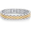 imagePAVOI 14K Gold Plated Waterproof Watch Strap Chain Bracelet for Women  Two Toned Mixed Metals Stainless Steel Chunky Link BraceletWhite And Yellow Gold