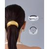 imagePAVOI 14K Yellow Gold Double Arch Chunky Metal Hair Band Ponytail Holders for Women  Stainless Steel Statement Cuff Fashion Accessories  Waterproof Stretchy Gold Hair TiesChunky White Gold