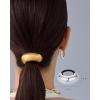 imagePAVOI 14K Yellow Gold Double Arch Chunky Metal Hair Band Ponytail Holders for Women  Stainless Steel Statement Cuff Fashion Accessories  Waterproof Stretchy Gold Hair TiesDome White Gold