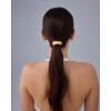 imagePAVOI 14K Yellow Gold Double Arch Chunky Metal Hair Band Ponytail Holders for Women  Stainless Steel Statement Cuff Fashion Accessories  Waterproof Stretchy Gold Hair TiesDome Yellow Gold