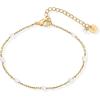 imagePAVOI 14K Yellow Gold Plated Beaded Enamel and Gemstones Bracelets for Women  Colored Boho Festival Adjustable Slider Bracelet  Freshwater Pearls Rose Jade Amazonite Sodalite Labradorite BeadsWhite Enamel