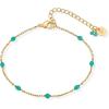 imagePAVOI 14K Yellow Gold Plated Beaded Enamel and Gemstones Bracelets for Women  Colored Boho Festival Adjustable Slider Bracelet  Freshwater Pearls Rose Jade Amazonite Sodalite Labradorite BeadsTurquoise Enamel