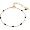 imagePAVOI 14K Yellow Gold Plated Beaded Enamel and Gemstones Bracelets for Women  Colored Boho Festival Adjustable Slider Bracelet  Freshwater Pearls Rose Jade Amazonite Sodalite Labradorite BeadsBlack Enamel