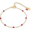 imagePAVOI 14K Yellow Gold Plated Beaded Enamel and Gemstones Bracelets for Women  Colored Boho Festival Adjustable Slider Bracelet  Freshwater Pearls Rose Jade Amazonite Sodalite Labradorite BeadsPink Enamel