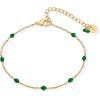 imagePAVOI 14K Yellow Gold Plated Beaded Enamel and Gemstones Bracelets for Women  Colored Boho Festival Adjustable Slider Bracelet  Freshwater Pearls Rose Jade Amazonite Sodalite Labradorite BeadsGreen Enamel