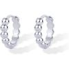 imagePAVOI 18K Gold Plated Sterling Silver Posts Beaded Huggie Hoop Earrings for Women  Lightweight Gold Hoop EarringsWhite Gold