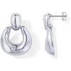 imagePAVOI 14K Gold Plated Chunky Dangle Door Knocker Earrings for Women  Trendy Geometric Drop Statement Earrings  Jewelry GiftsWhite Gold