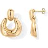 imagePAVOI 14K Gold Plated Chunky Dangle Door Knocker Earrings for Women  Trendy Geometric Drop Statement Earrings  Jewelry GiftsYellow Gold