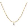 imagePAVOI 14K Gold Plated Dainty Tube Ball Square Beaded Chain Bezel Set Solitaire Pendant Necklace for Women  Round Princess Marquise Cubic Zirconia Statement NecklaceYellow Gold