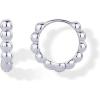 imagePAVOI 18K Gold Plated Sterling Silver Posts Beaded Huggie Hoop Earrings for Women  Lightweight Gold Hoop EarringsWhite Gold
