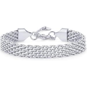 imagePAVOI 14K Gold Plated Chunky Chain Adjustable Bracelet for Women  Stainless Steel Lightweight Trendy Chain BraceletWhite Gold