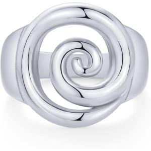 imagePAVOI 14K Gold Plated Chunky Swirl Rings for Women  Stainless Steel Statement Spiral Ring  Waterproof Bold Swirl BandsStainless Steel