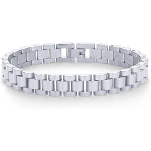 imagePAVOI 14K Gold Plated Waterproof Watch Strap Chain Bracelet for Women  Two Toned Mixed Metals Stainless Steel Chunky Link BraceletWhite Gold