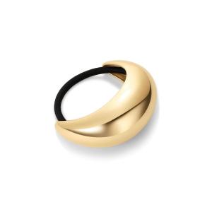 imagePAVOI 14K Yellow Gold Double Arch Chunky Metal Hair Band Ponytail Holders for Women  Stainless Steel Statement Cuff Fashion Accessories  Waterproof Stretchy Gold Hair TiesChunky Yellow Gold