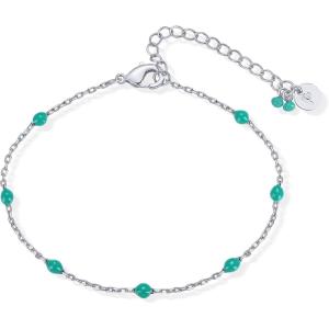 imagePAVOI 14K Yellow Gold Plated Beaded Enamel and Gemstones Bracelets for Women  Colored Boho Festival Adjustable Slider Bracelet  Freshwater Pearls Rose Jade Amazonite Sodalite Labradorite BeadsTurquoise Enamel