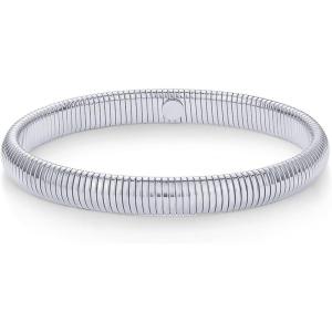 imagePAVOI Stainless Steel 14K Gold Plated Waterproof Flexible Stretch Chunky Bangle for Women  Cobra BraceletWhite Gold