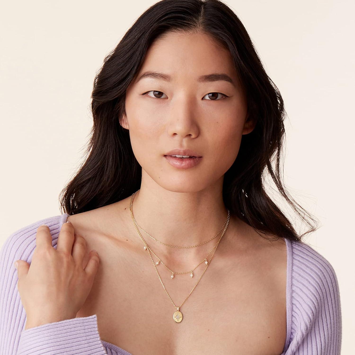imagePAVOI 14K Gold Plated Layering Necklaces  Stylish Minimalist Design Pendant Necklaces  Bar Circle Lotus Disc Dog Tag Horizontal Bar Pendants for WomenRose Gold